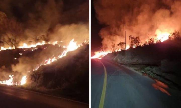 Bombeiros Voluntários atendem incêndio em vegetação no acesso à Engenho Velho