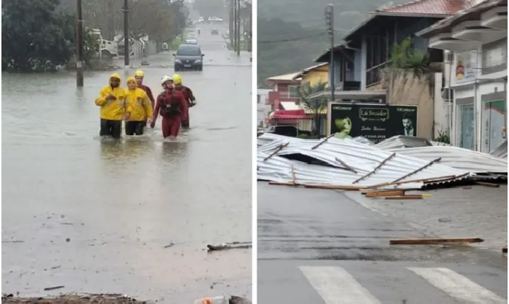 Chegada de ciclone provoca estragos em Santa Catarina