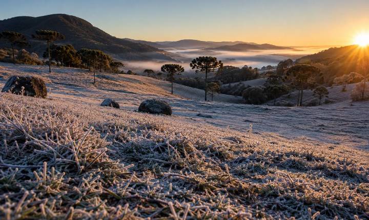Frio intenso e geada marcam o fim de semana do Dia das Mães em Santa Catarina