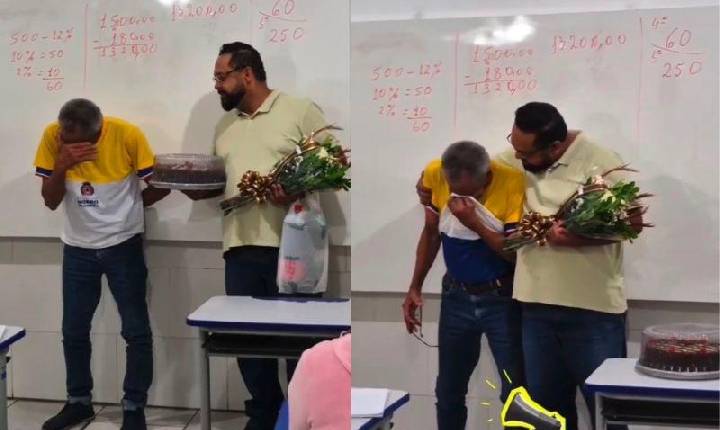 Professor homenageia pai idoso que voltou a estudar na EJA: “vendeu tudo pra eu estudar”;