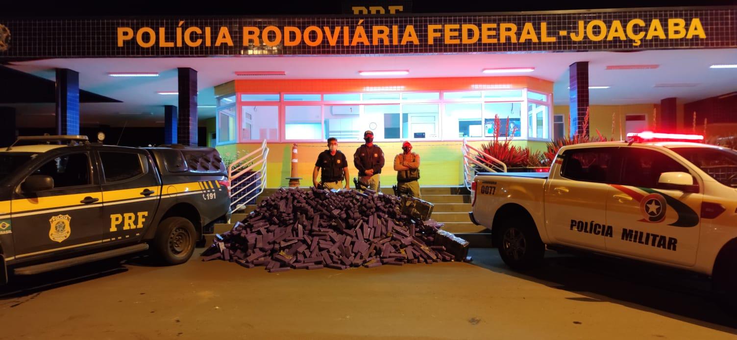 PRF e PMR confirmam apreensão de 1,1 mil quilos de maconha e prisão de traficante em Jaborá