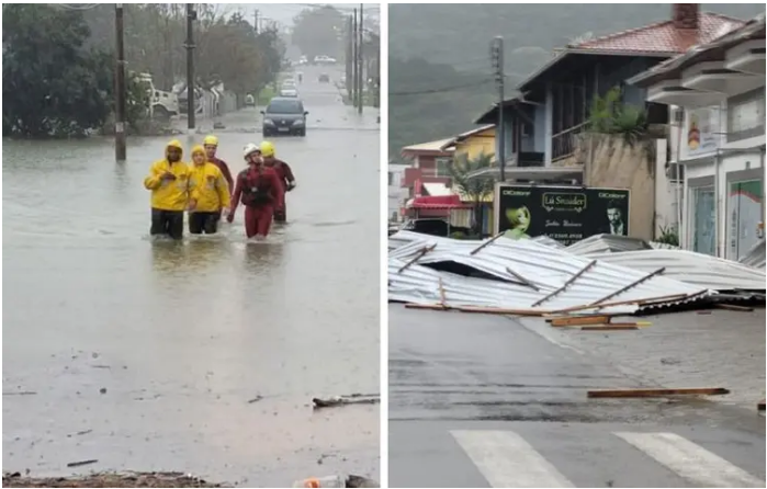 Chegada de ciclone provoca estragos em Santa Catarina