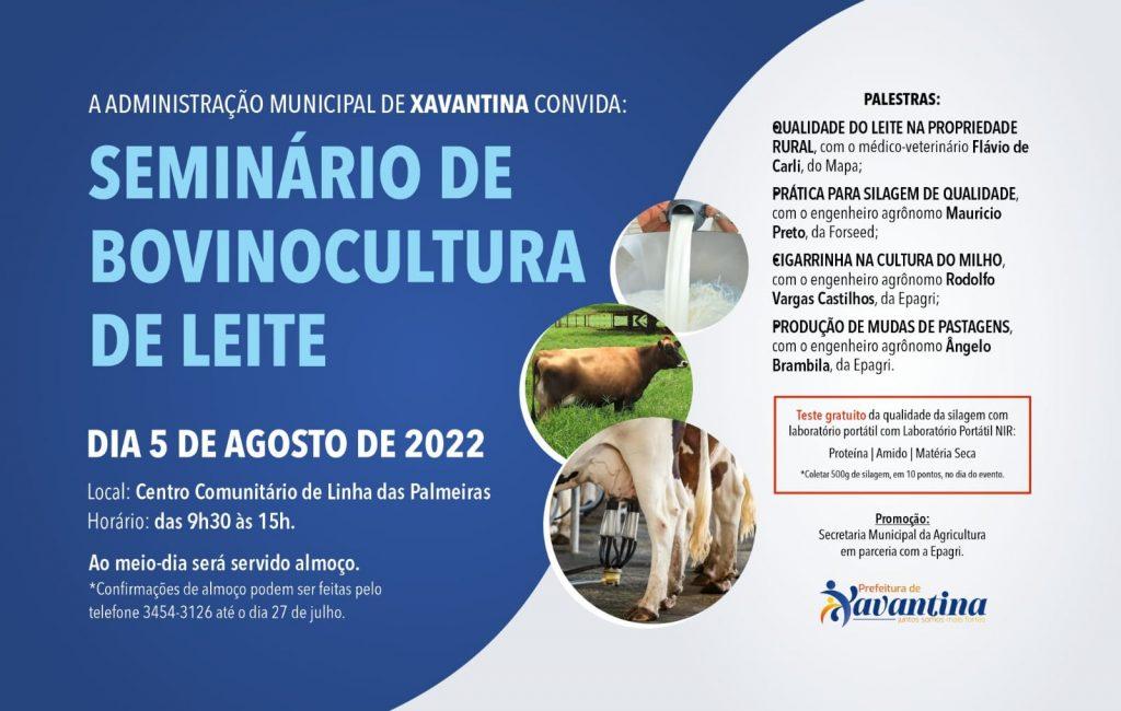 Xavantina sedia Seminário de Bovinocultura de Leite nesta sexta-feira
