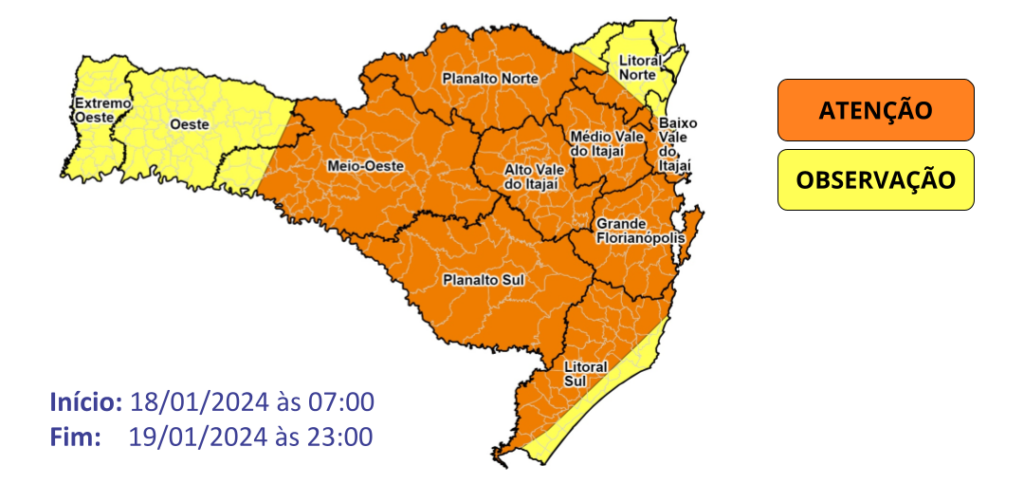 Atenção: Temporais e chuva volumosa para esta quinta e sexta-feira