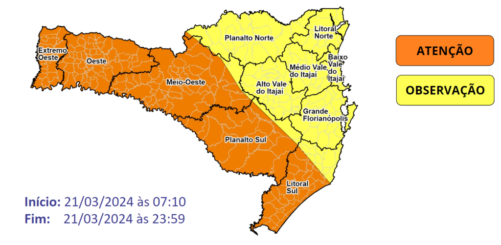 Frente fria traz temporais com ventos intensos nesta quinta-feira