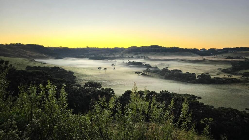 IMAGENS: Primeira geada do ano em SC é registrada no Vale Caminhos da Neve na Serra Catarinense