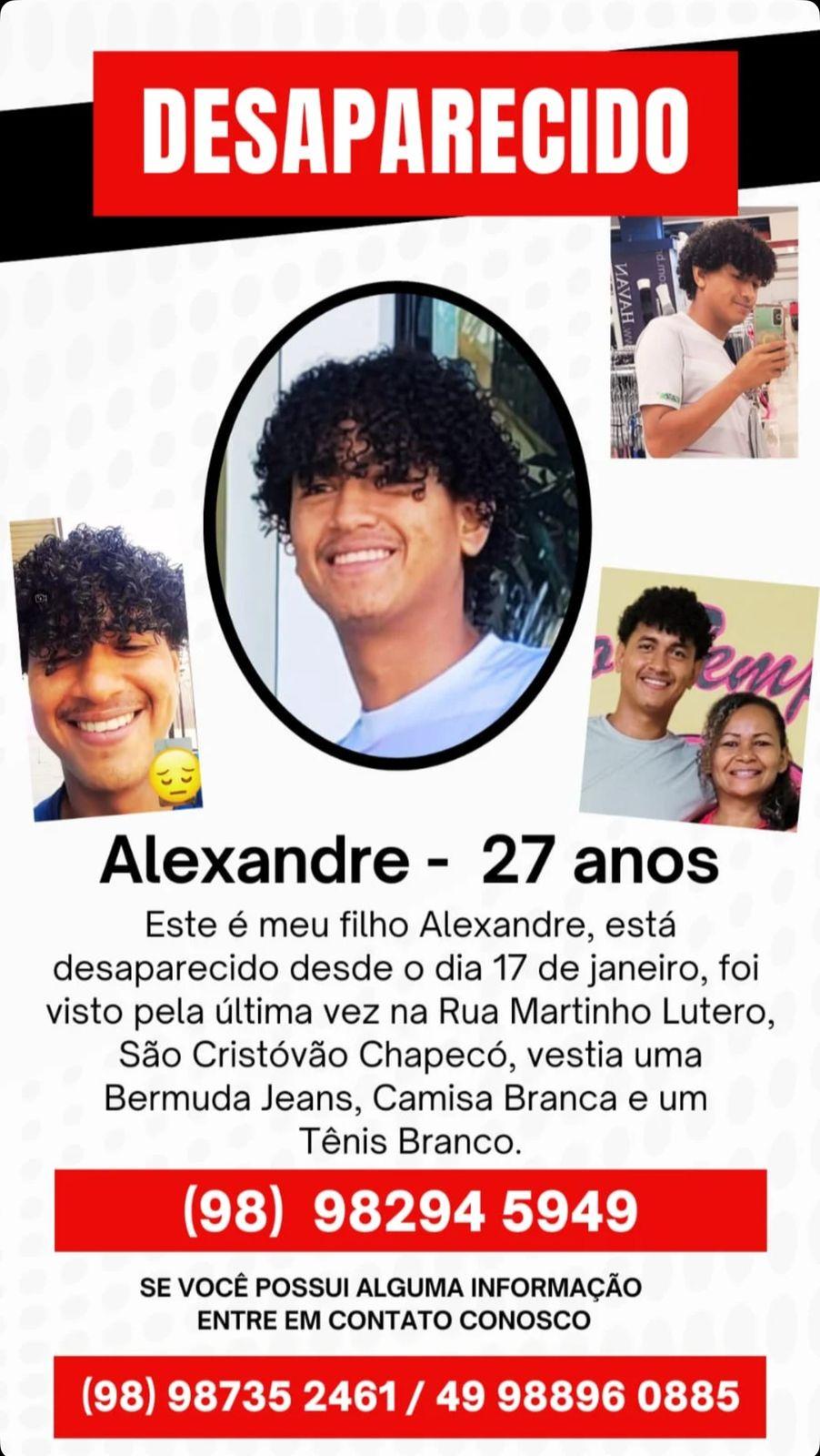 Família procura por jovem desaparecido em Chapecó