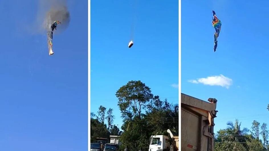 Balão pega fogo e cai em SC; lista de tripulantes é divulgada