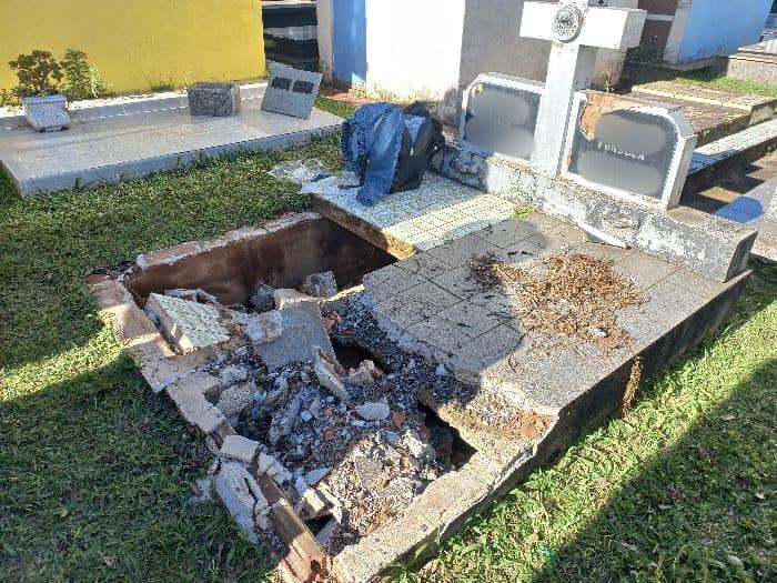 Eletrônicos furtados de empresa são encontrados escondidos em túmulo no Oeste