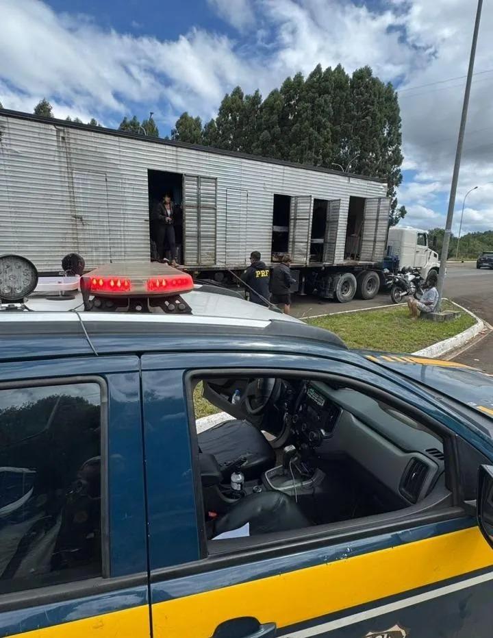 PRF flagra trabalhadores sendo transportados em baú de caminhão na BR-282