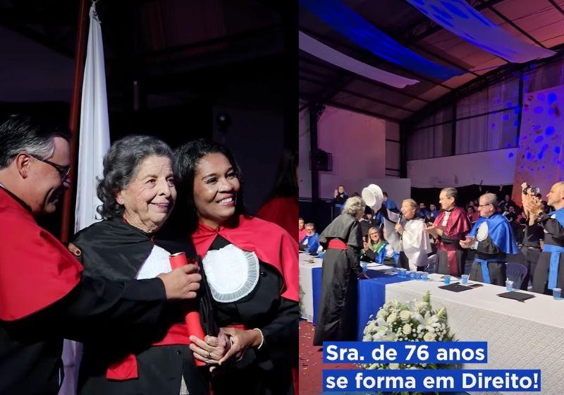 Brasileira idosa, de 76 anos, se forma em Direito e é aplaudida de pé