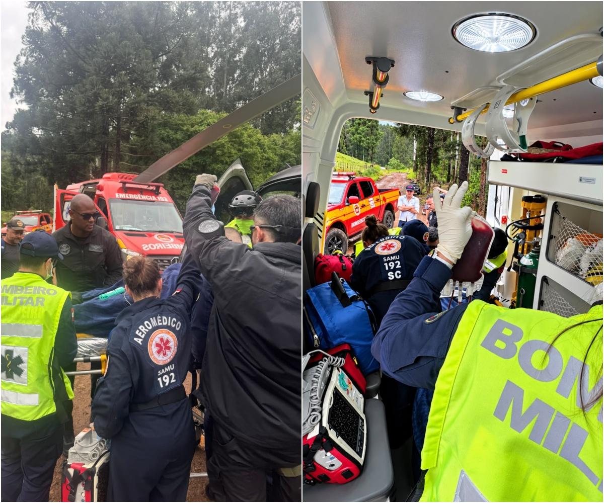 Jovem de 23 anos é atingido por árvore, ejetado e atropelado por caminhão em Faxinal dos Guedes