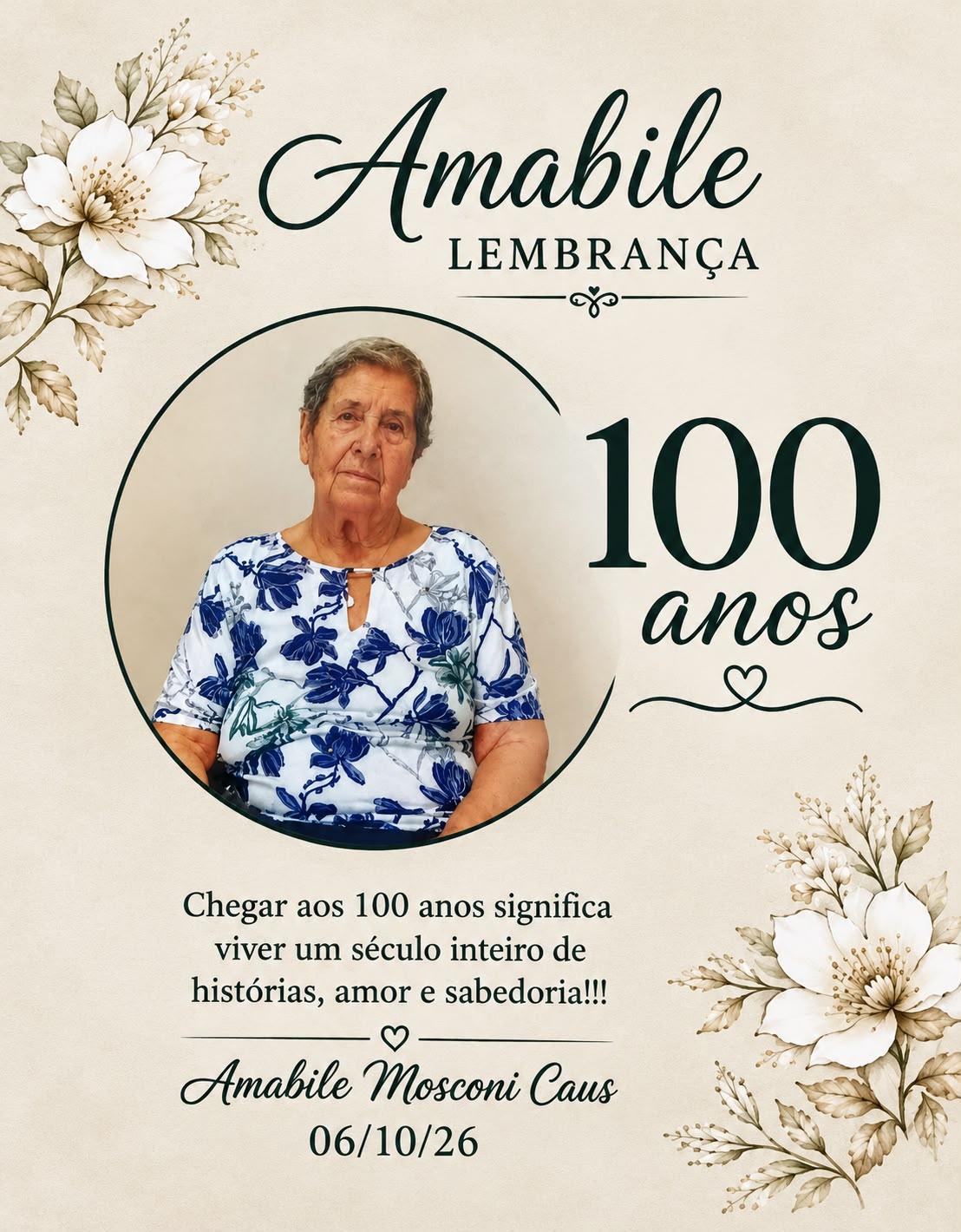 Moradora de Xavantina, Amabile Mosconi Caus celebra 100 anos de vida